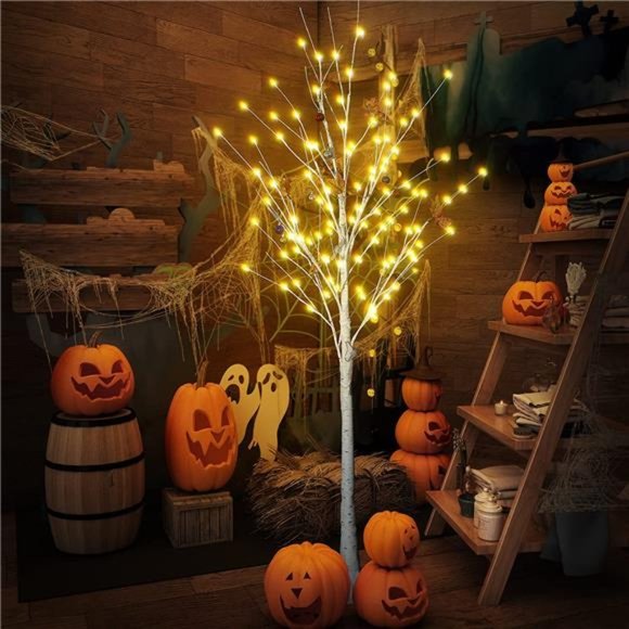 Lighted Birch Tree, 4 feet 5 feet & 6 Feet Sets of 3 w/ 200 Cherry Blossom Light - Picture 6 of 7